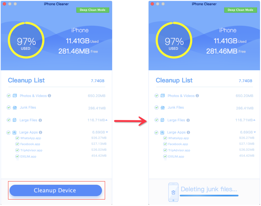 Iphone system storage cleaner