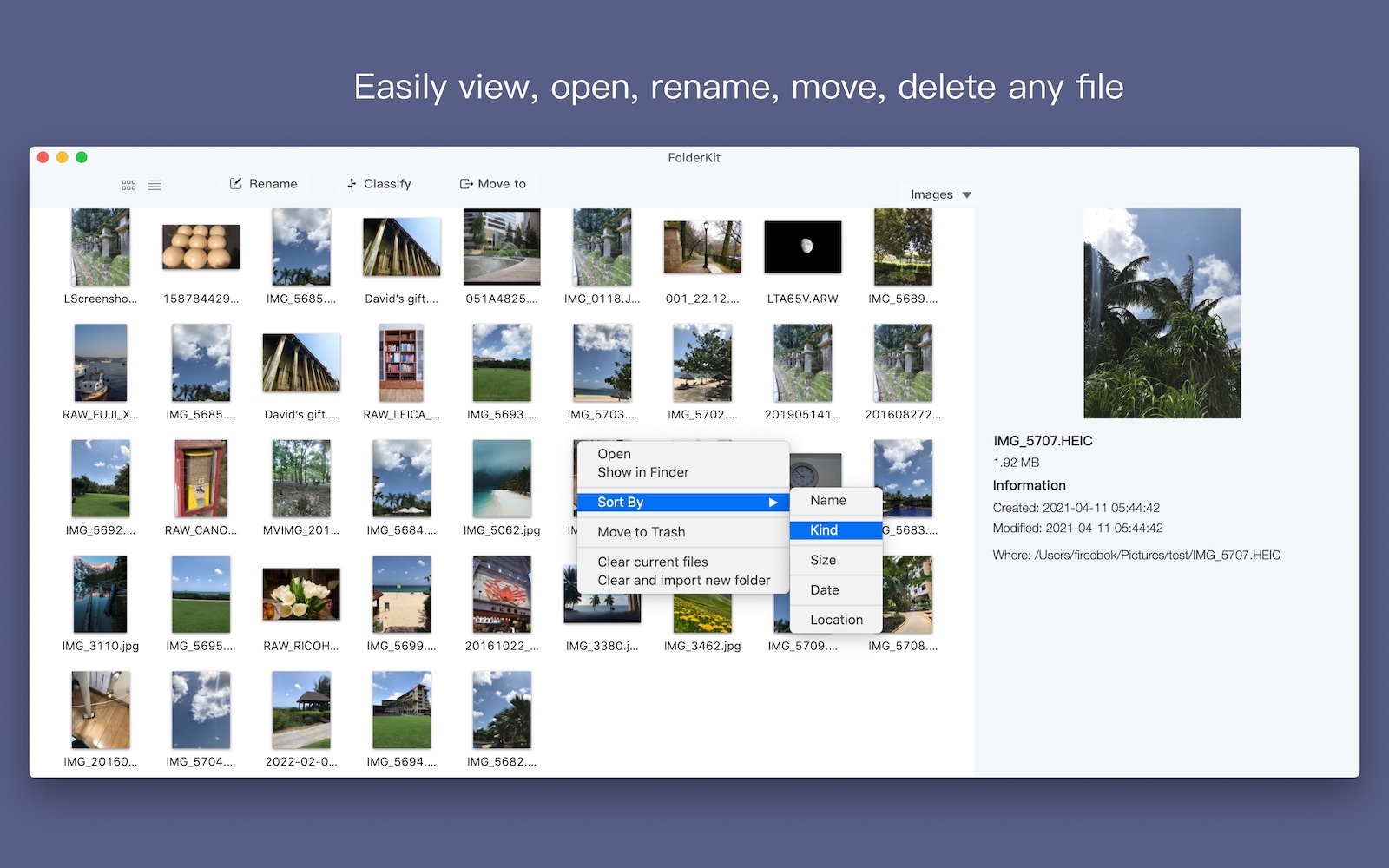 FolderKit manages files from multilevel folders and subfolders