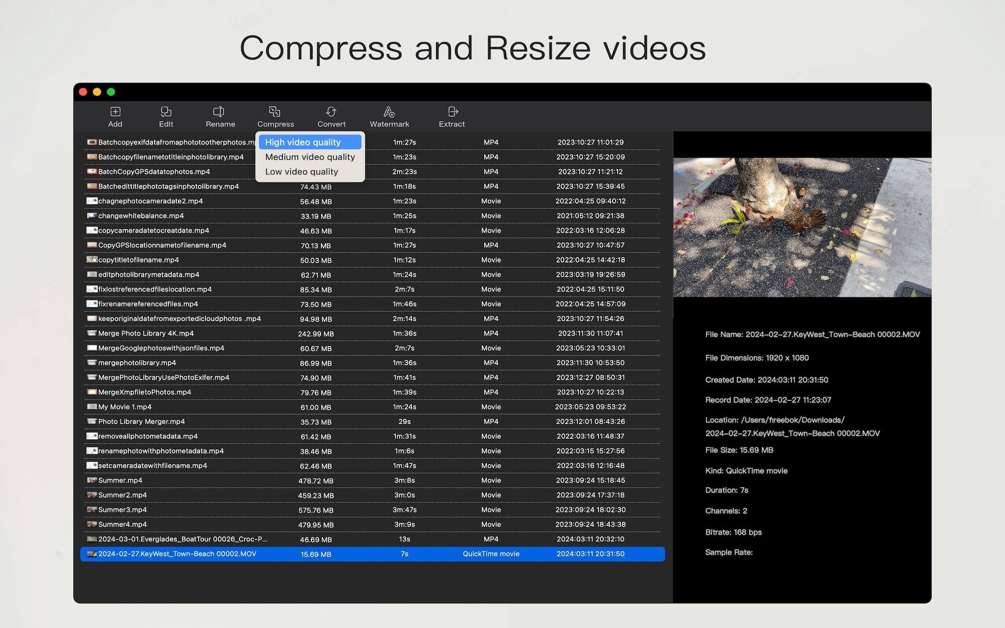 videobulk Batch Compress and Resize feature