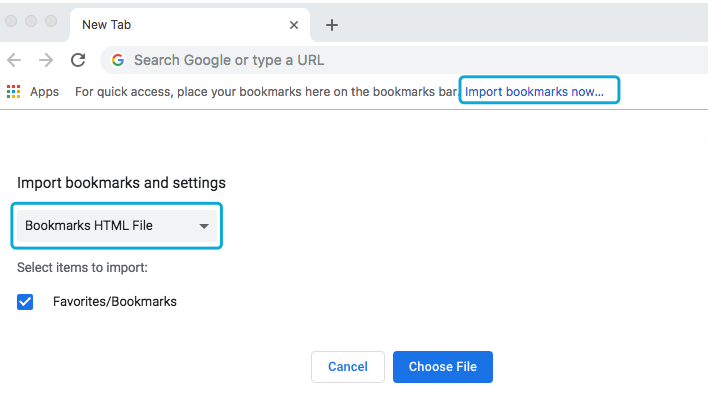 import bookmark file to chrome