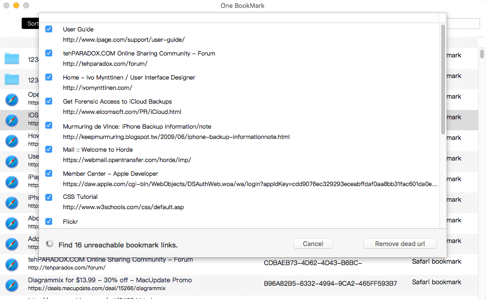remove safari dead bookmark on Mac