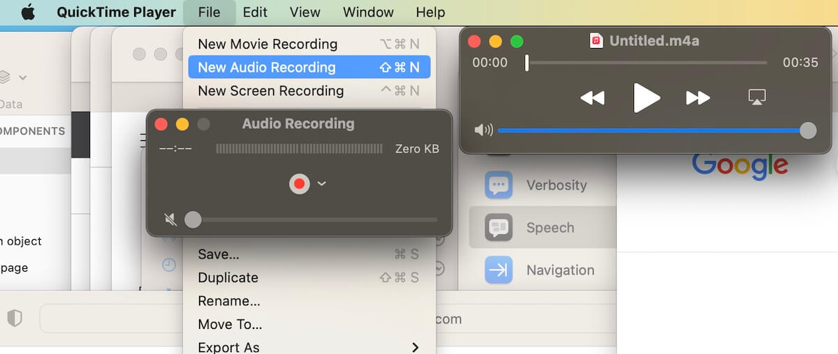 Use QuickTime Player to record audio on Mac