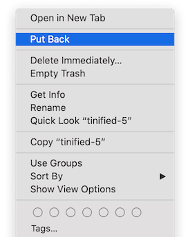 put back from the trash on Mac