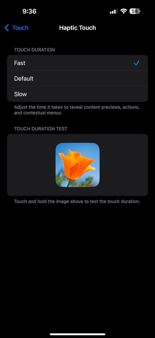 Adjust Touch Response Speed