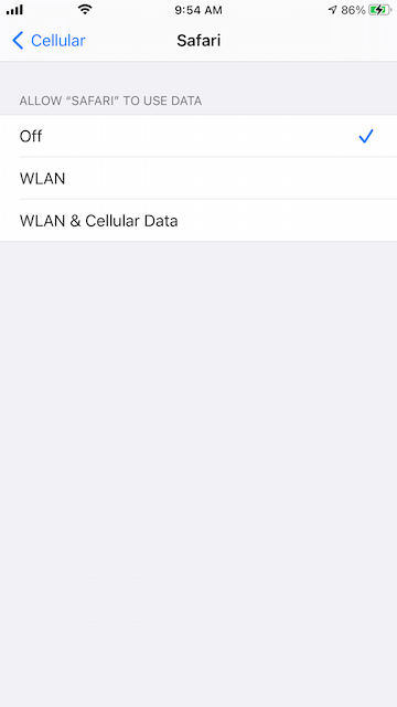 allow safari to use wifi on iPhone