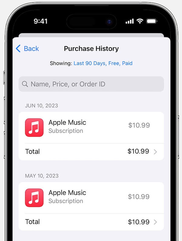 Review AppStore purchase history