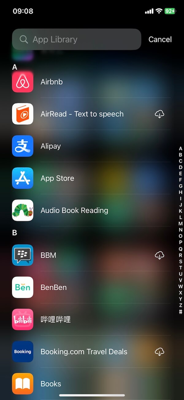 Find App Store in App Library