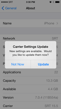 check carrier setting on iphone