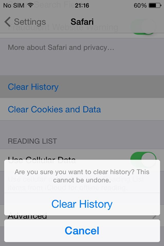 Clear Safari History