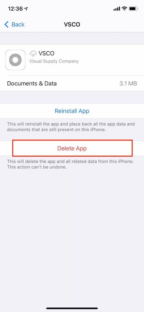 Remove offloaded apps on the iPhone