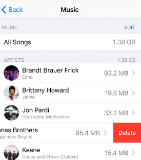 delete music from iphone