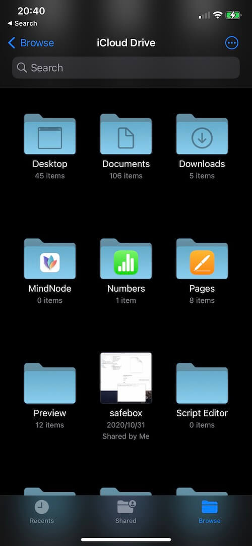 files app on iPhone