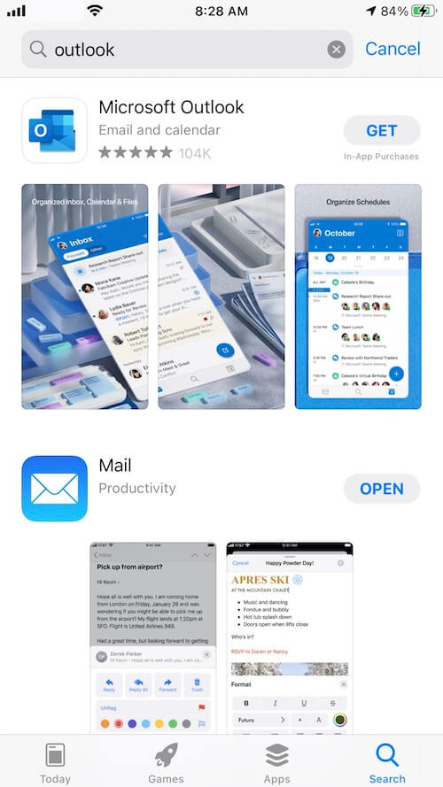 install outlook on the iPhone