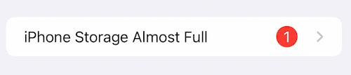 iPhone almost full warning message