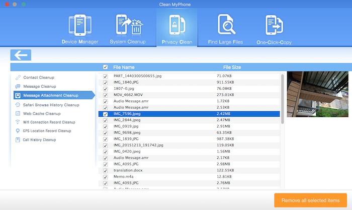 delete message attachments mac storage