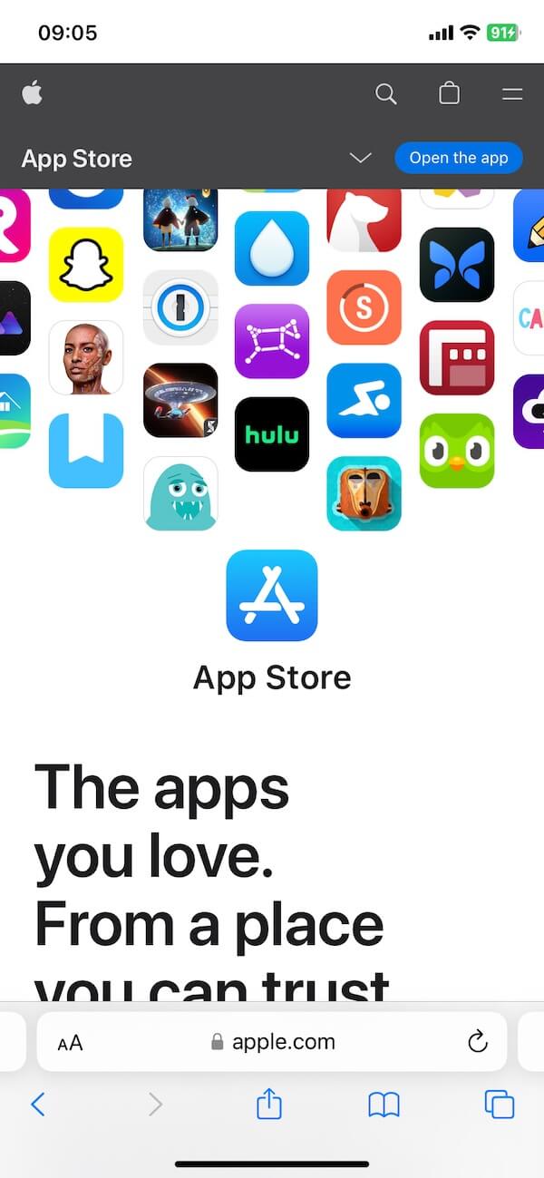 Access App Store from Apple Website