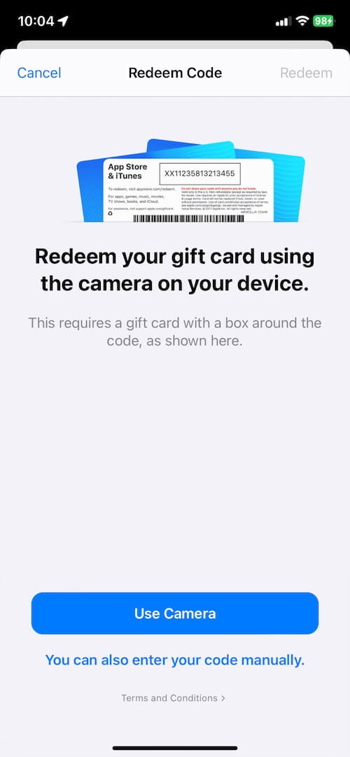 Use Apple Gift Card or Apple Account Balance