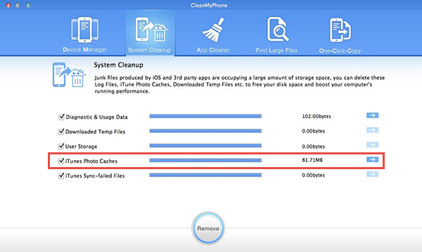 Remove iTunes Photo Caches