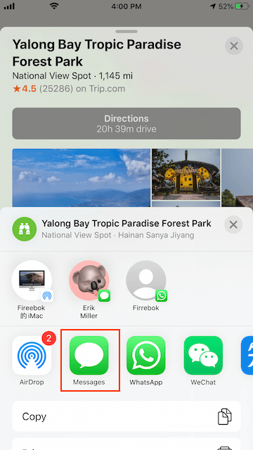 share not current location in Messages on iPhone