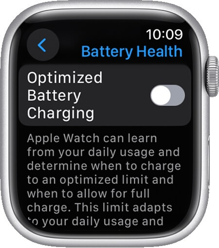 turn on Optimize Battery Charging on Apple Watch