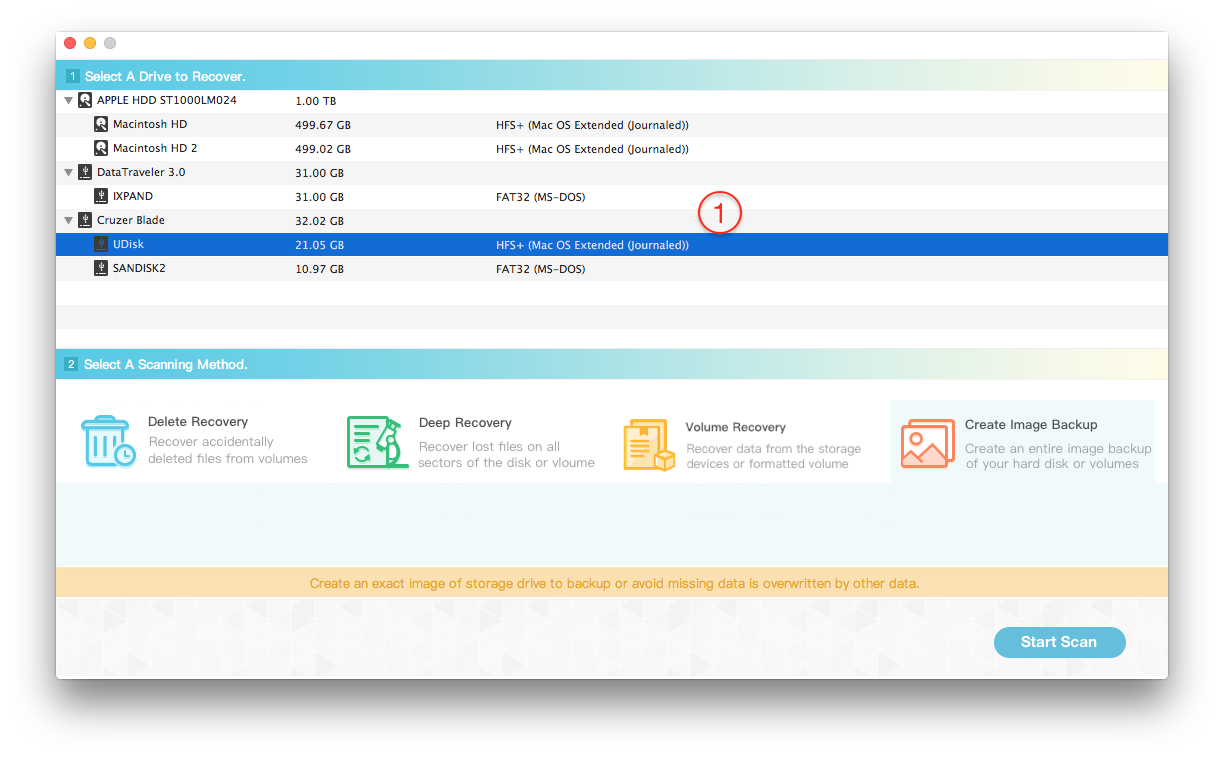 choose create image backup