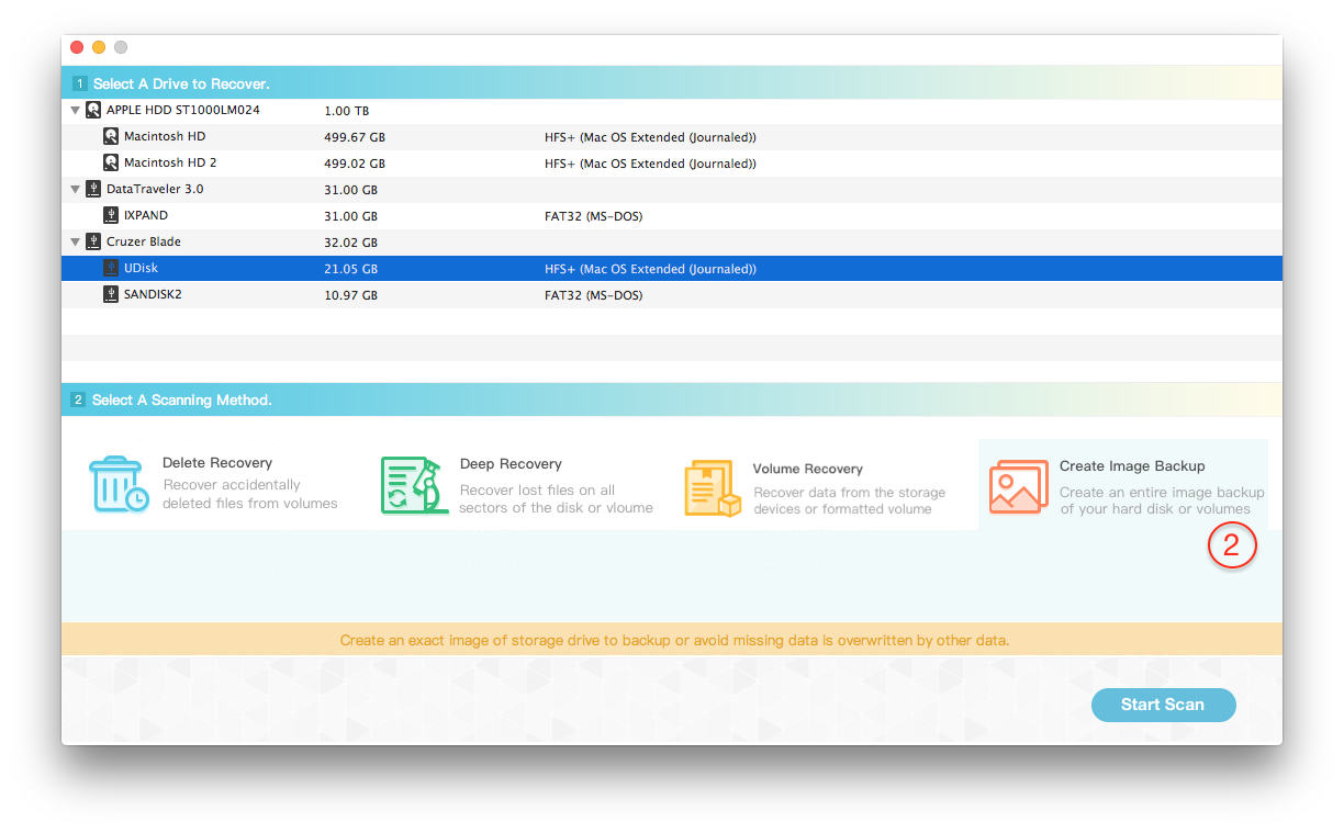 choose create image backup