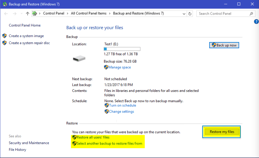 Microsoft Restore files