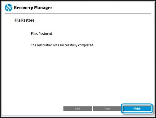 hp recovery manage restore complete