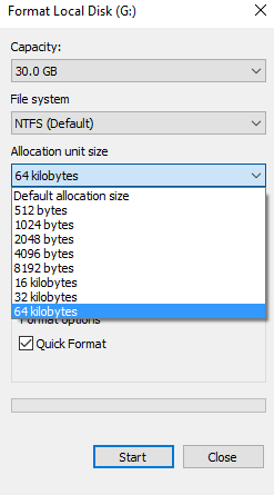 set cluster size