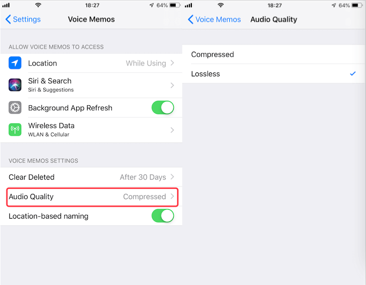 change iPhone audio quality