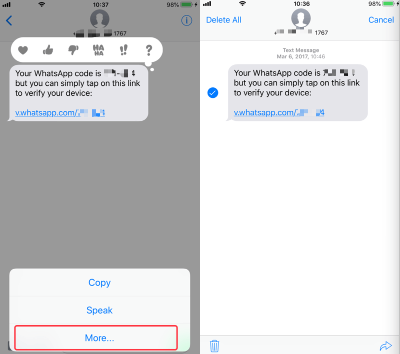 stop 2 steps delete message confirmation in iPhone