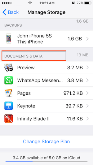 icloud backup document