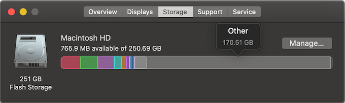 view Mac available storage