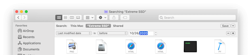 search old files on mac