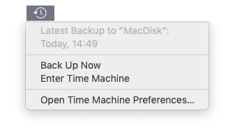 Time Machine back up state on Mac