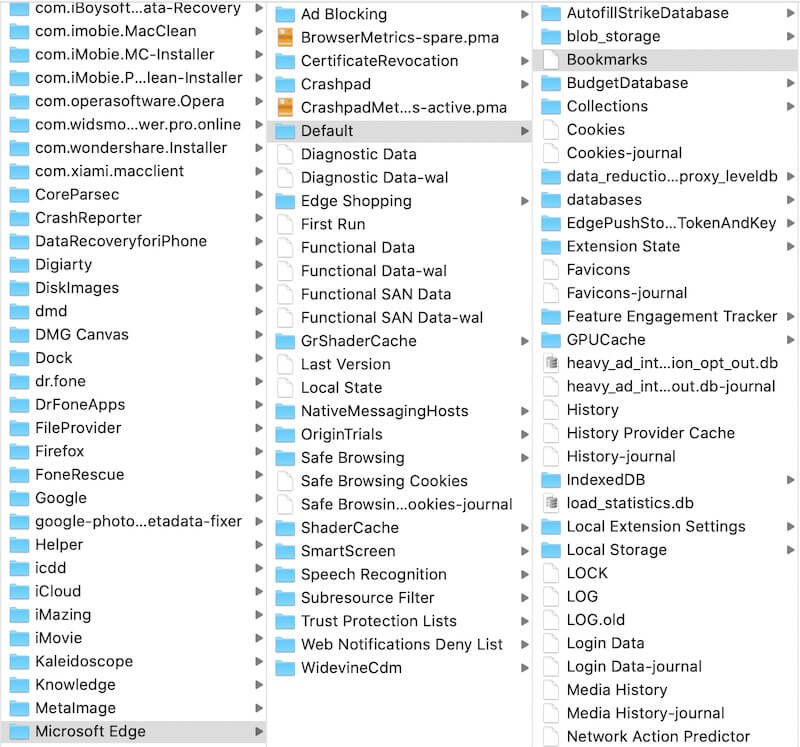 Edge bookmark file location on Mac