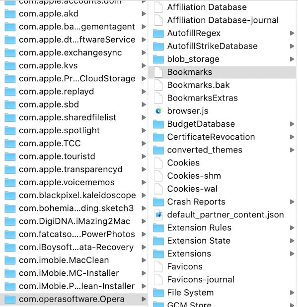 Opera bookmark file location on Mac