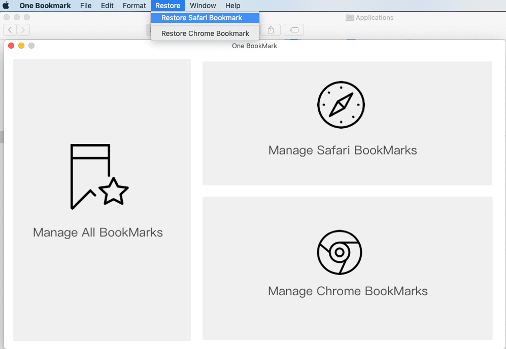 Restore Safari and Chrome bookmarks in one bookmark