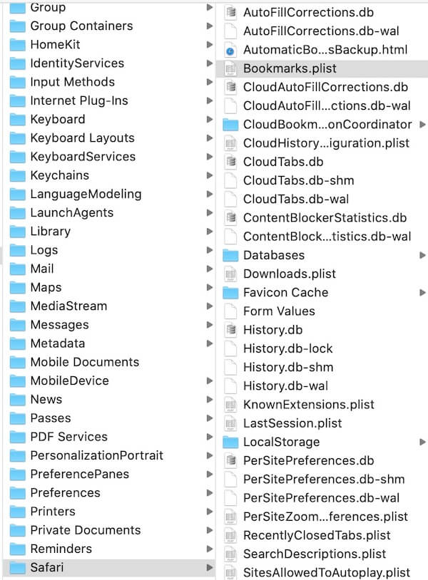 safari bookmark file location on Mac