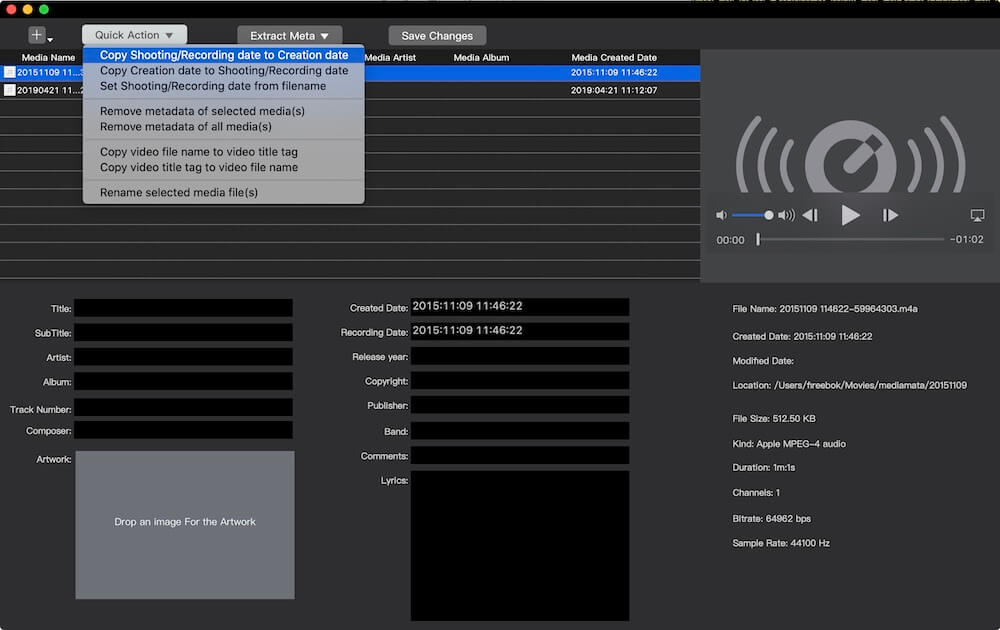 keep video files with the same capture date and creation date 