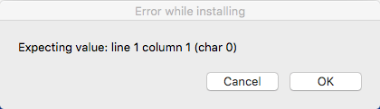 error while installing on Mac