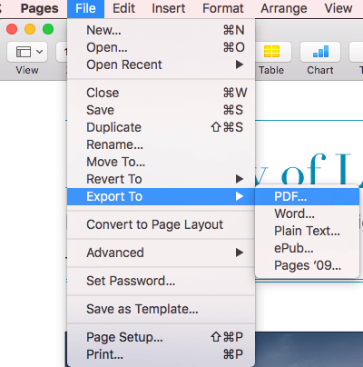 export docx to pdf on macOS