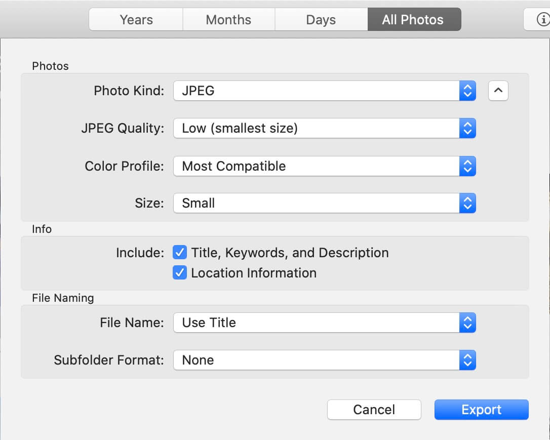 export photo in Mac Photos app