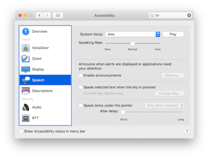 shortcut for speech to text on mac