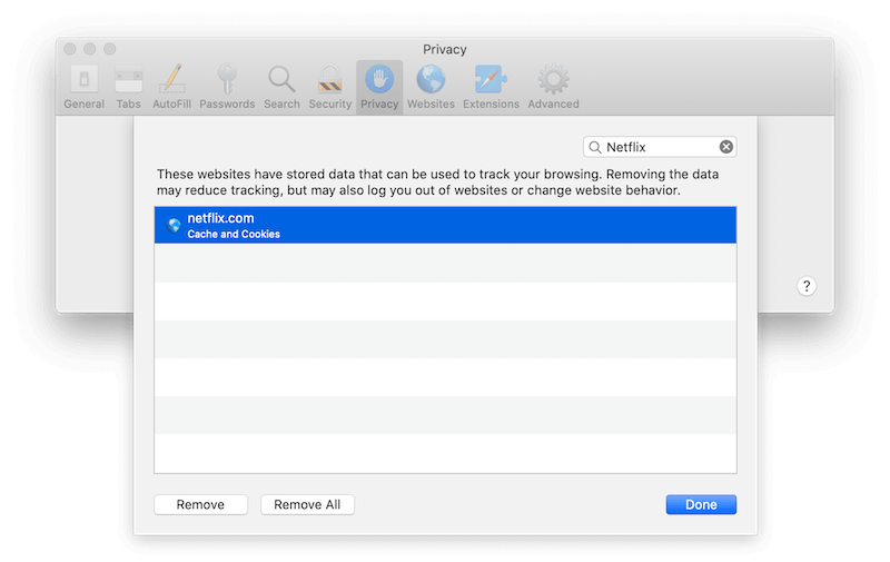 remove netflix website data