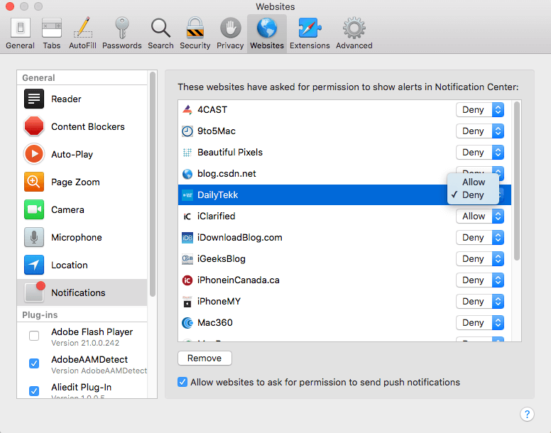Manage and Turn off website and application notifications on macOS