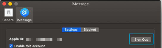 sign out apple id imessage on macOS