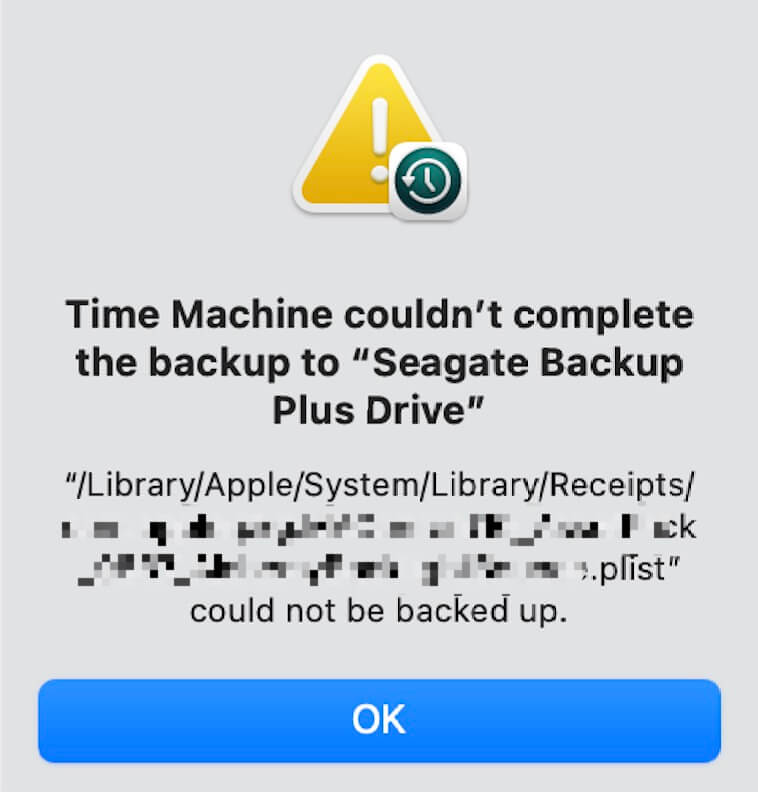 time machine backup fail