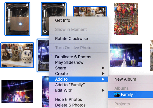 add photos to album on mac