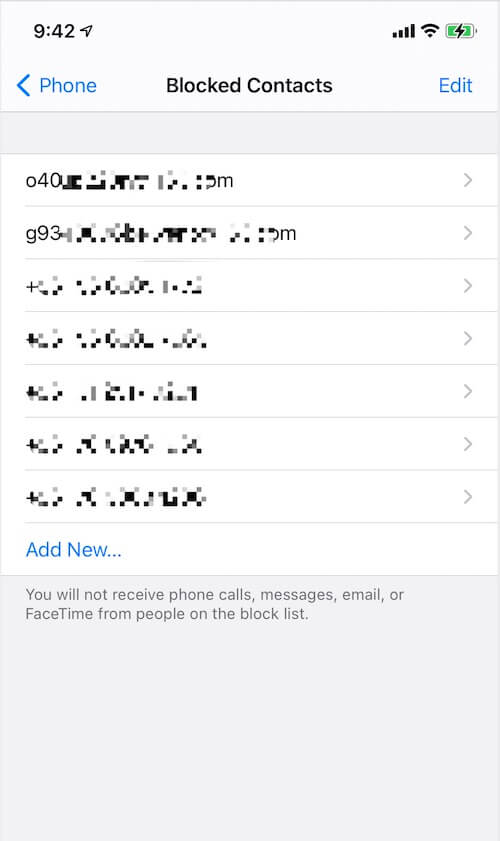 check blocked contacts on the iPhone